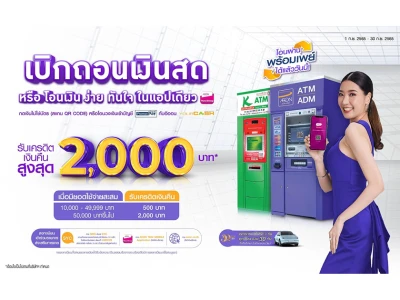 กดเงินไม่ใช้บัตร (สแกน QR CODE) โอนวงเงินยัวร์แคช หรือ โอนวงเงินเข้าบัญชีพร้อมเพย์ กับอิออนยัวร์แคช รับเครดิตเงินคืน 2,000 บาท